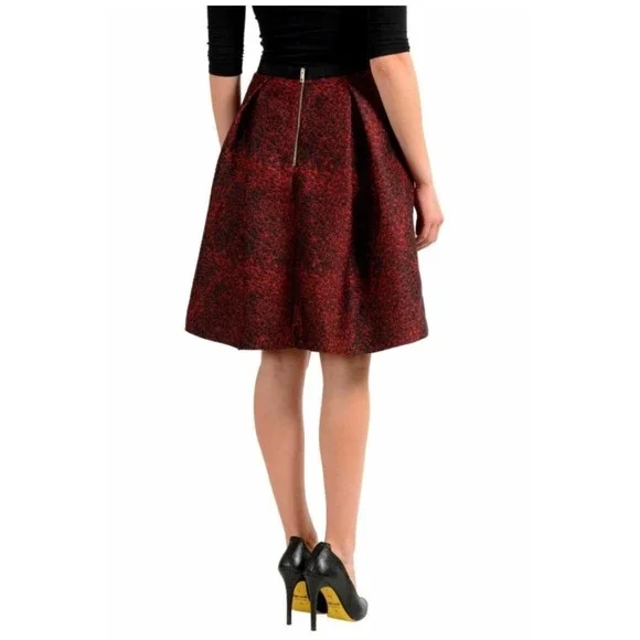 Burberry London Parade Red & Black Silk Jacquard Pleated A-Line Skirt NWT $750 - Picture 3 of 7